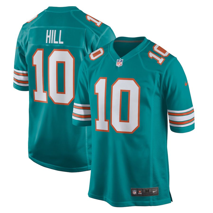 Men Miami Dolphins 10 Tyreek Hill Nike Aqua Alternate Game NFL Jersey